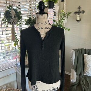 Brandy Melville Charcoal Grey Long Sleeve Henley Top